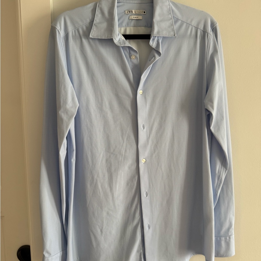 Zara light Blue Men's Dress Shirt iron-free NWOT